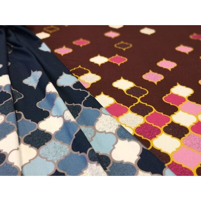 Viskose Jersey Stoff Swafing In Love with Tiles bordeaux Bordre 0,6 m